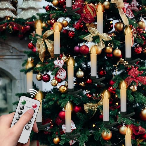 Bougies coniques sans flamme à piles finies les coulées de cire pour déco de vacances et jardin