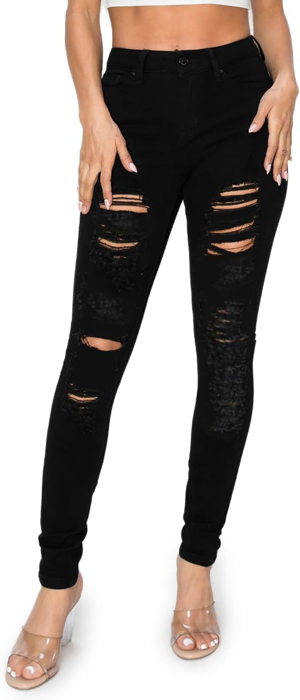 2LUV Women's High Waisted Distressed Skinny Jeans - Image 3