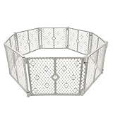 MyPet 8-Panel Paws Petyard, Gray Dog Playpen, Durable & UV-Resistant Puppy Playpen, Indoor/Outdoor Portable Dog Pen, Adjustable for Your Pet's Comfort, Friendly Design for Happy Pets