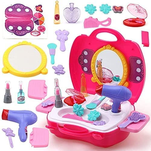 TOYVELLY Dream Fashion Beauty Makeup Pretend Play Toy Set for Girl with Carry Suitcase.- Multi Color 1