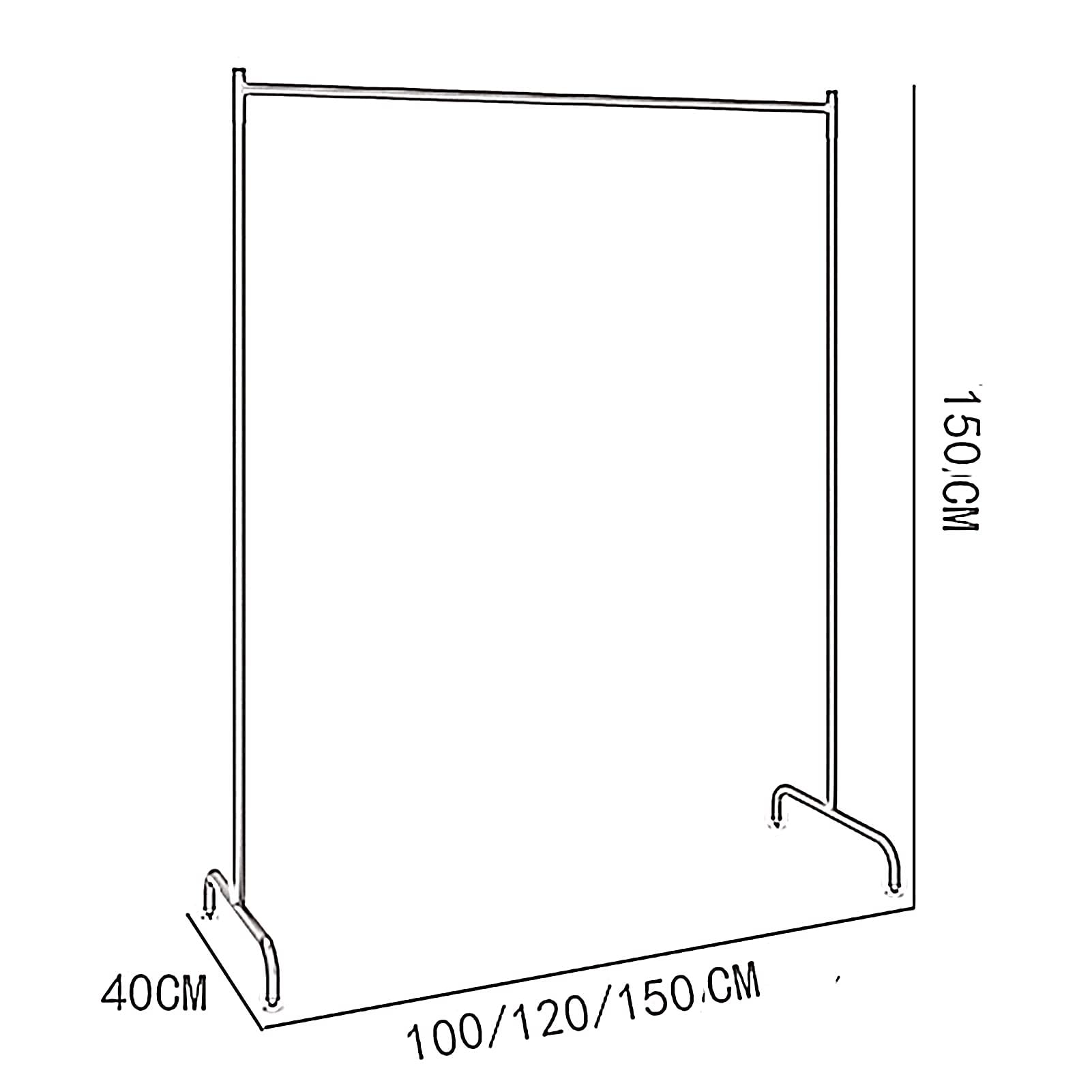 Kleiderständer aus Metall, robust, Kleiderstange, freistehend, mit Einer Stange, für Schlafzimmer, Wohnzimmer, großräumiger Kleiderständer für den Einzelhandel (Größe: 100 x 40 x 150 cm, Farbe: Schw