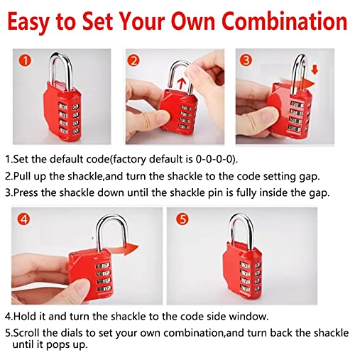 Image of 2.6 Inch Long Shackle Combination Padlock, 4 Digit Resettable Outdoor Waterproof Padlock, Combo Lock for School, Gym,Sports, Employee Locker, Fence, Gate,Toolbox, Case, Hasp Storage