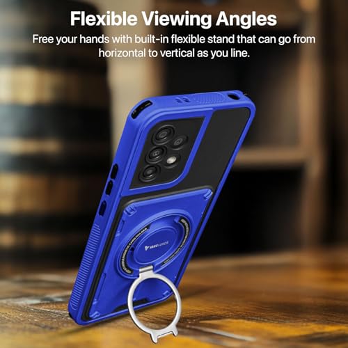 Image of Vaku Luxos Axion Armor Military Grade TPU Back Cover Case for Samsung Galaxy A53 5G with Magnetic Ring Holder Kickstand Camera Screen Protector- Blue