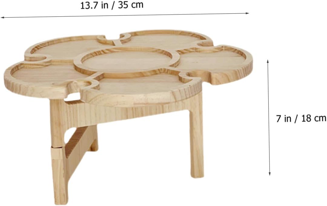 Portable Folding Wine Desk and Outdoor Picnic Table, Small Wooden Foldable Beverage Rack for Beach, BBQ, Camping, and Travel Use