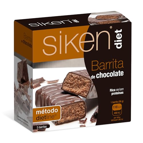 Siken Diet - Barrita Sabor Chocolate con Proteínas para ayudarte a Controlar tu Peso - Estuche con 5 barritas de 36g, 180 g