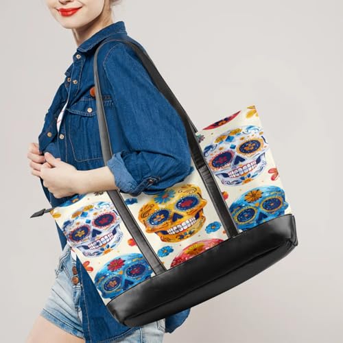 PU Leather Tote Women Weekender Bag Shopper Handbag Travel Purse, Laptop Tote Bags with Zipper2