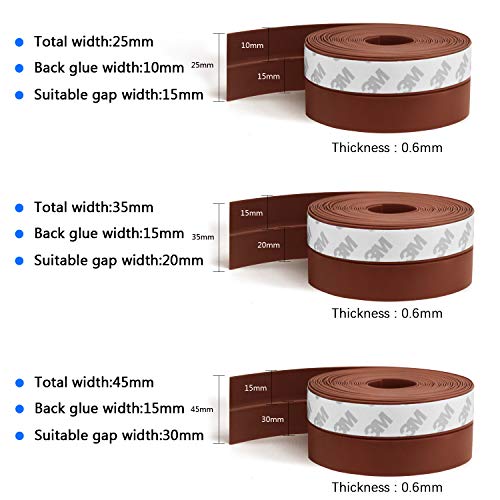 Image of TAROSE Weather Stripping, Silicone Door Seal Strip Door, Window, 16 Feet Long, Reddish Brown (Width 25mm) | Shower Door Seal Strip, Adhesive Silicone Tape, Door Draft Stopper, Blocks Drafts and Noise, for Doors & Windows