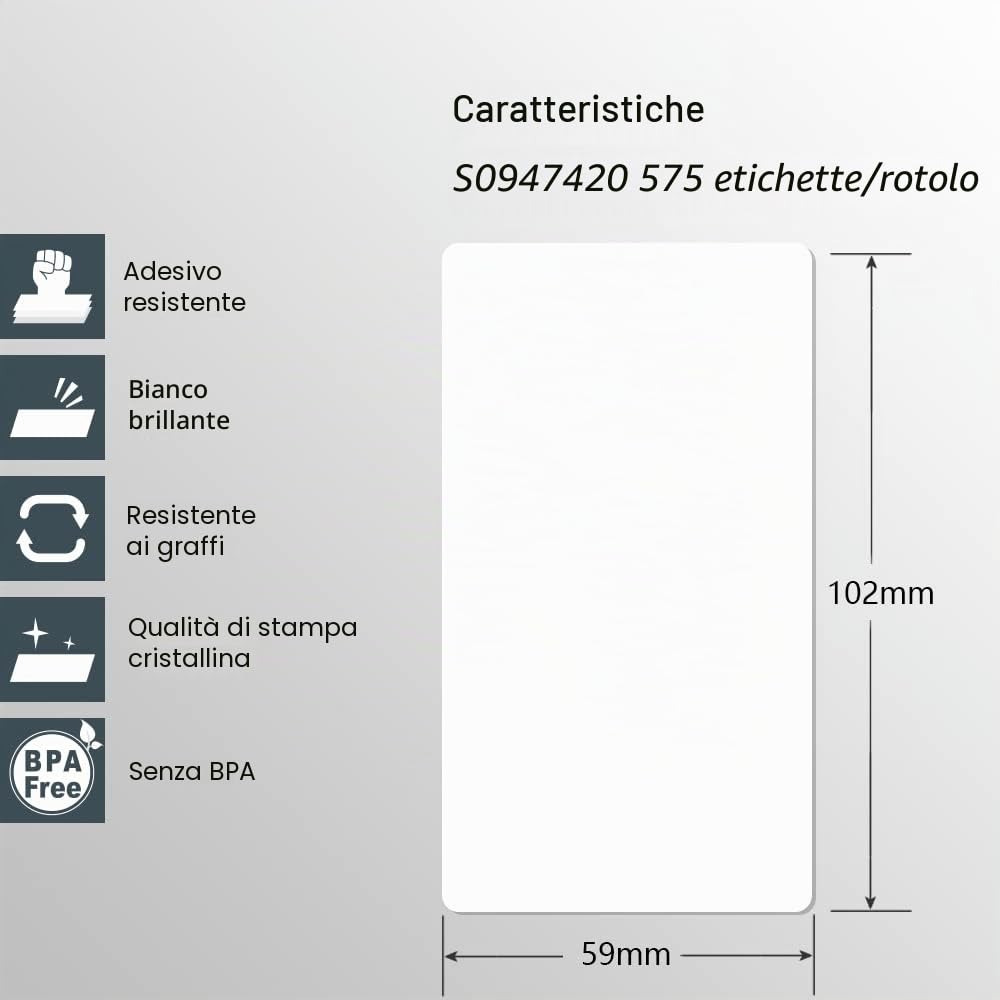 BETCKEY - 10 Rotoli S0947420 Etichette, 102mm x 59mm, 5750 Etichette di Spedizione Grandi Ad Alta Capacità Utilizzo per DYMO LabelWriter 4XL NON per 5XL