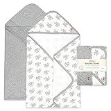 Zutano Hooded Baby Towels, Organic Cotton Baby Bath Towel, Ultra Soft and Absorbent Baby Towel for Newborn and Infant | Girl, Boy, and Unisex Towel Set, Elephant Bath Time, 2-Pack