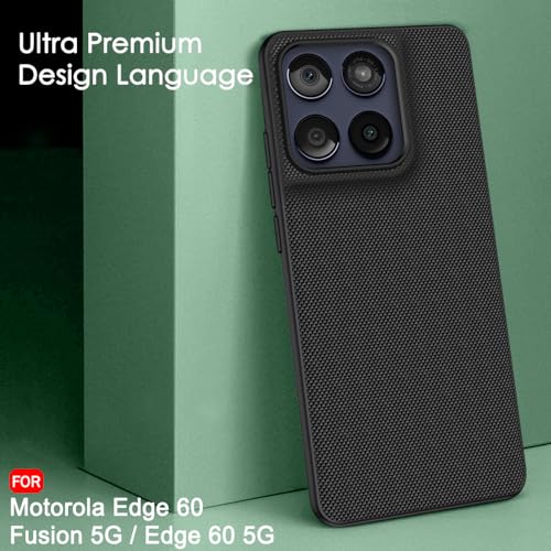 Image of TheGiftKart Back Cover Case for Motorola Moto Edge 60 Fusion 5G / Moto Edge 60 5G | Slim & Lightweight | Ultra-Premium Design | Camera Protection Bump | Fabric Texture Case Cover (PC & TPU, Black)