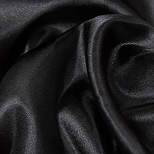 NIANTONG Tissu en Satin Soyeux Tissu De Doublure Utilisé pour Chemise De Nuit Peignoir Décoration De Mariage Robe Et Craft Matière 150 Cm De Large Vendu Au Mètre(Color:Noir)