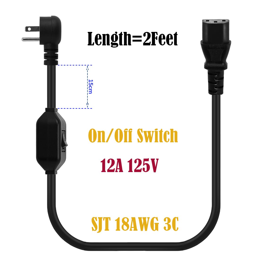 Amazon.com: Nema 5-15P to C13 Power Cord with Inline Switch