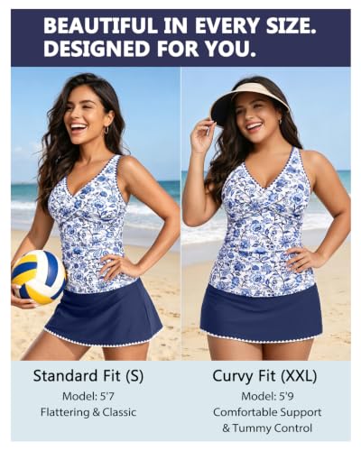 Image of Talisea Womens Tankini Bathing Suits with Skirt Two Piece Tummy Control Swimsuits Ladies Swimwear