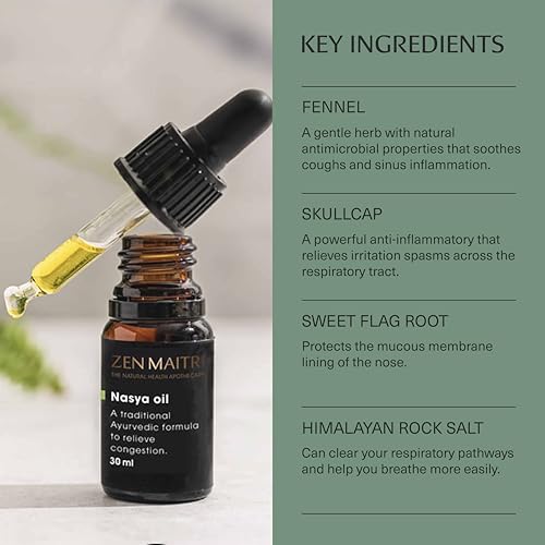 Natural Sinus Relief Decongestant Allergy Relief Support Natural Ingredients | Zen Maitri Nasya Ayurvedic Herbal Oil (30ml) - Image 4