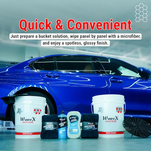 Image of Wavex Rinseless Wash RTU Combo with Washing Sponge | Eco-Friendly Car Wash Without Hose or Running Water | Quick & Safe Cleaning Solution for Cars & Bikes | Streak-Free, Glossy Finish | 1000ml