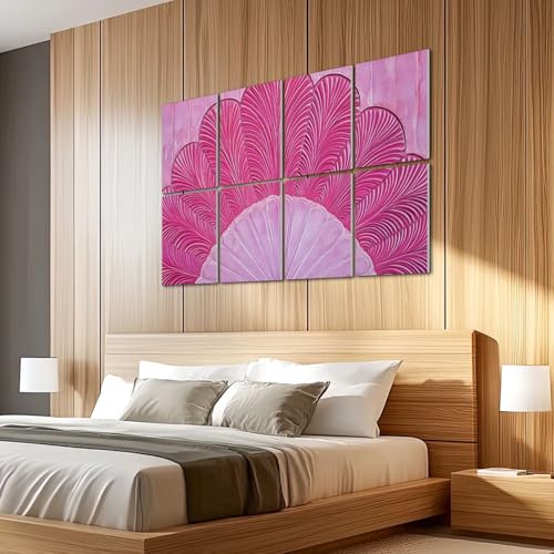 8 Paneles Acústicos de Arte Pack 8 Absorbentes de Sonido Rosados con Diseños Boho, Formas de Abanico y Patrones Curvos Decorativos para Estudio de Grabación y Oficina 48"x32" miniatura 5