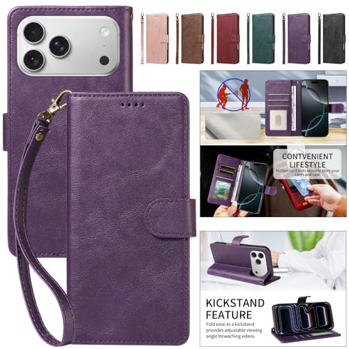 Étui compatible iPhone 16 Pro Max marron housse clapet cuir souple
