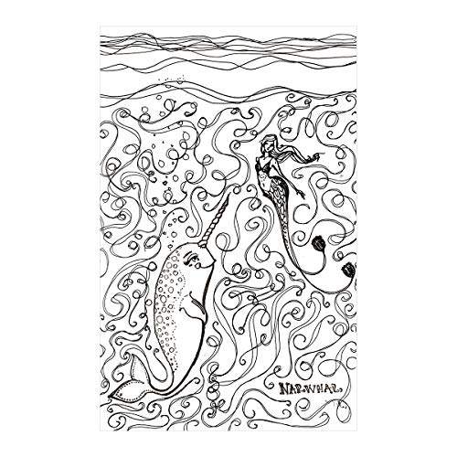 Jane Davenport by Spellbinders Artomology Collection Stamp - Relaxed Narwhal, Teal, Largest stamp 8.90 x 9.10 cm - Image 3