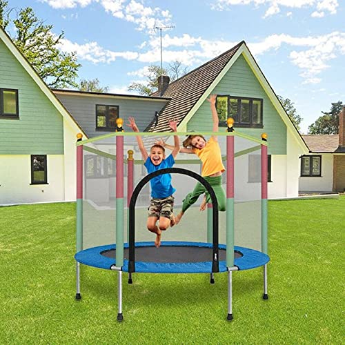 BabyGo 55" Trampoline for Kids with Safety Enclosure Net & Spring Pad, 5ft Indoor Outdoor Exercise Trampoline for Kids & Adults Weight Supports Up to 130 Kg(Blue)