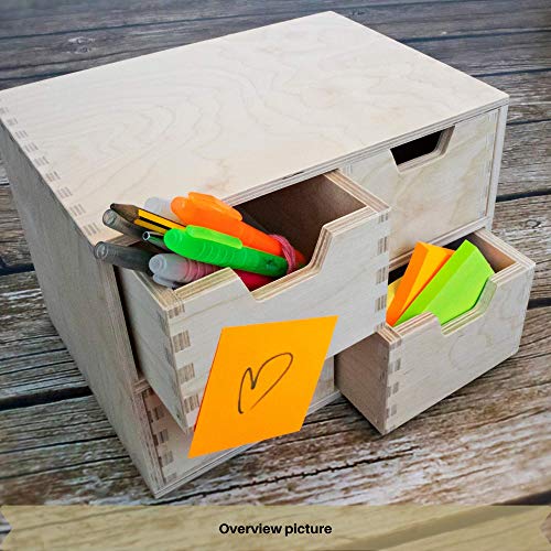 Creative Deco Mini Houten Kist met 4 Laden | Opbergkast | Onbeschilderd Multiplex | 28,5 x 20 x 19 cm | Perfect voor… - Afbeelding 8