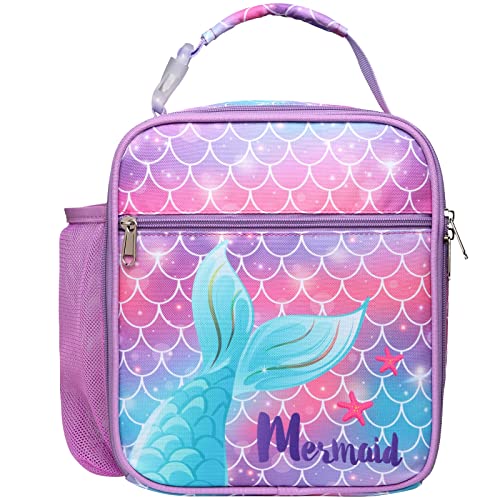 Bagseri FRLB0509 Kids Lunch Box, Insulated Lunch Box Bag For Girls, Portable Reusable Toddler Lunch Cooler Bag For School, Water-Resistant Lining(Pink Purple & Mermaid Tail) thumb #8