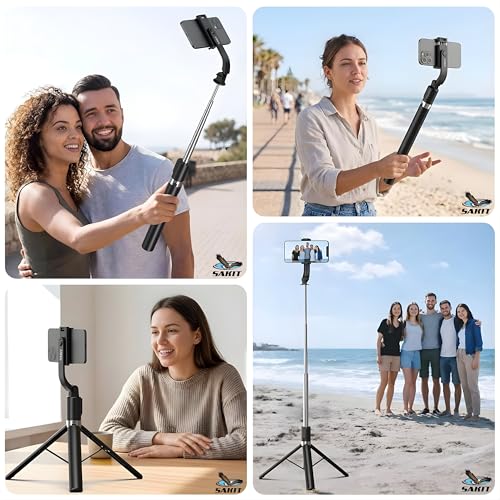 Image of Sakit T9 Selfie Stick Tripod, 67 Inch (170CM) Reinforced Tripod for Mobile Phone, Multi-Functional Bluetooth Long Selfie Stick for Travel,Vlogging,Compatible with iPhone and All Smartphones