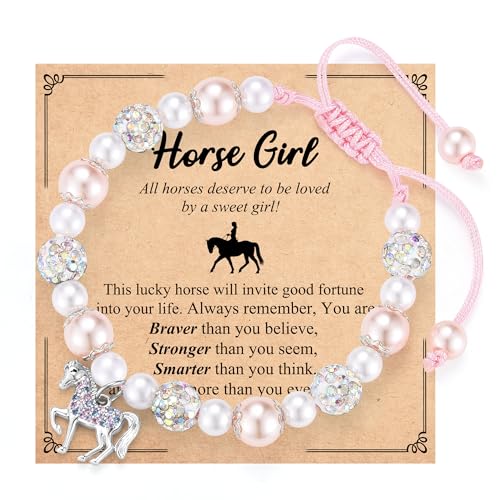 Image of Horse Gifts for Girls, Cute Horse Bracelet Jewelry Stuff with Inspirational Quote Card, Cool Gifts for Horses Lovers Daughter Granddaughter Niece on Birthday Christmas