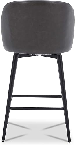 Miniatura 43 de Watson & Whitely Juego de 2 taburetes de bar tapizados giratorios de 360° con respaldos y patas de metal, altura del asiento de 26 pulgadas de alto,