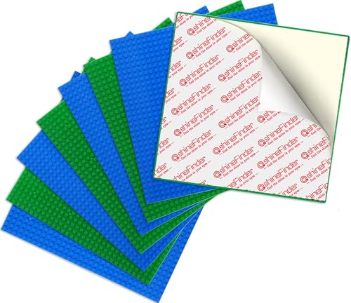 shineFinder Tablero de construcción, 25.5 * 25.5 cm, Placa Base para Tirar y Pegar para la Mesa, la Pared, la Caja de Almacenamiento（ 4Verde+4Azul）
