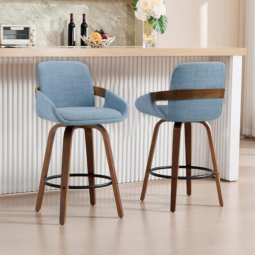 VipDesk Bar Stool Set of 2, Fabric Counter High Stools