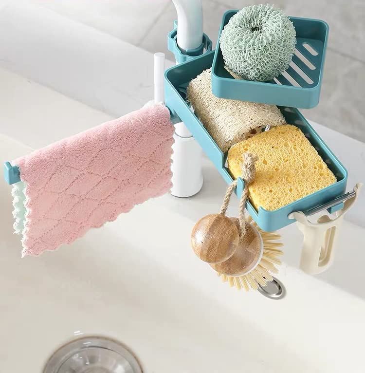 ☆ スポンジラック　蛇口に取付　ステンレス　収納ラック　タオルバー付き Amazon｜キッチンシンク用蛇口スポンジホルダー、タオルバー付き蛇口