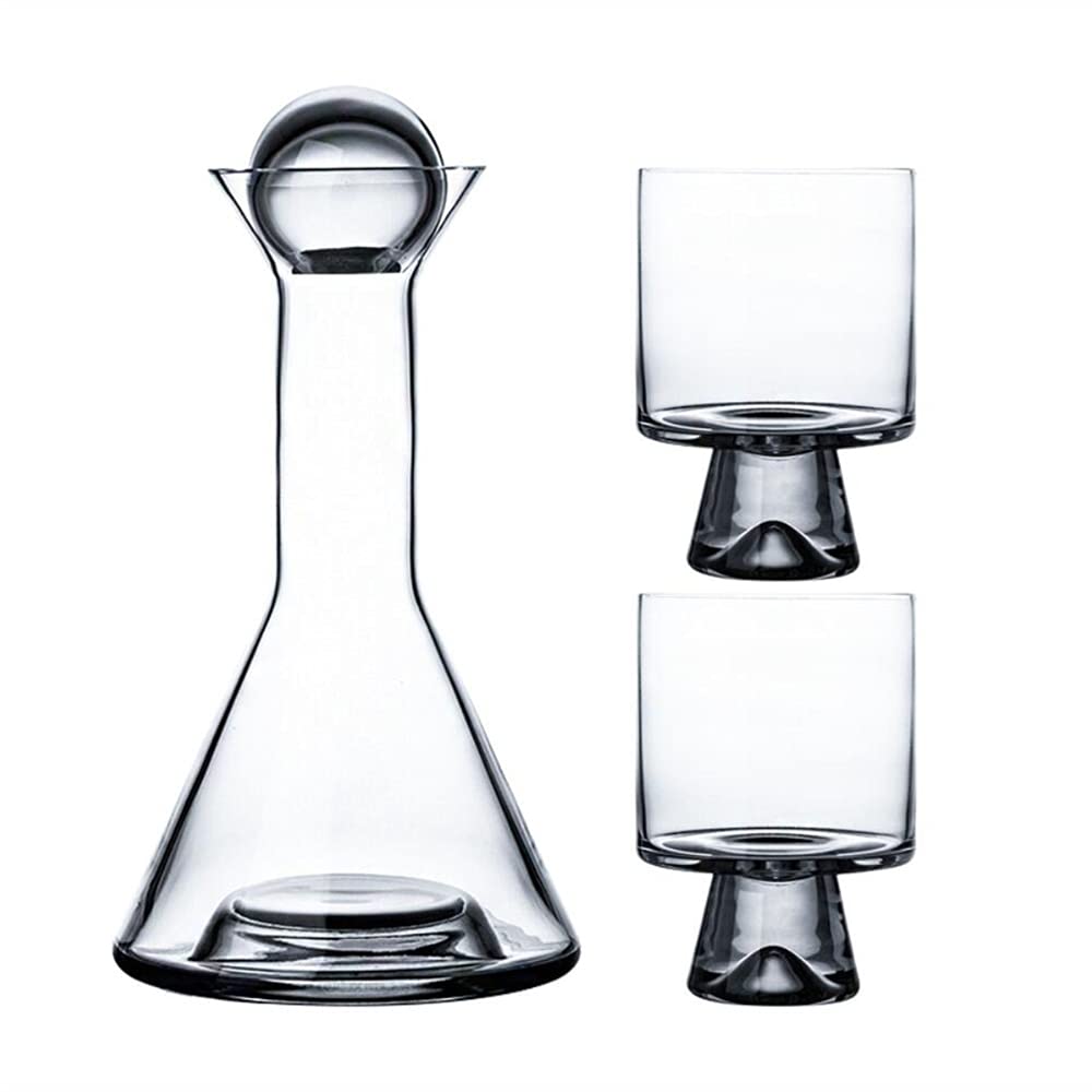 caraffa per acqua e bollitore, in cristallo senza piombo, con sfera in legno, per vino rosso, acqua calda, succo di frutta, tè e bevande