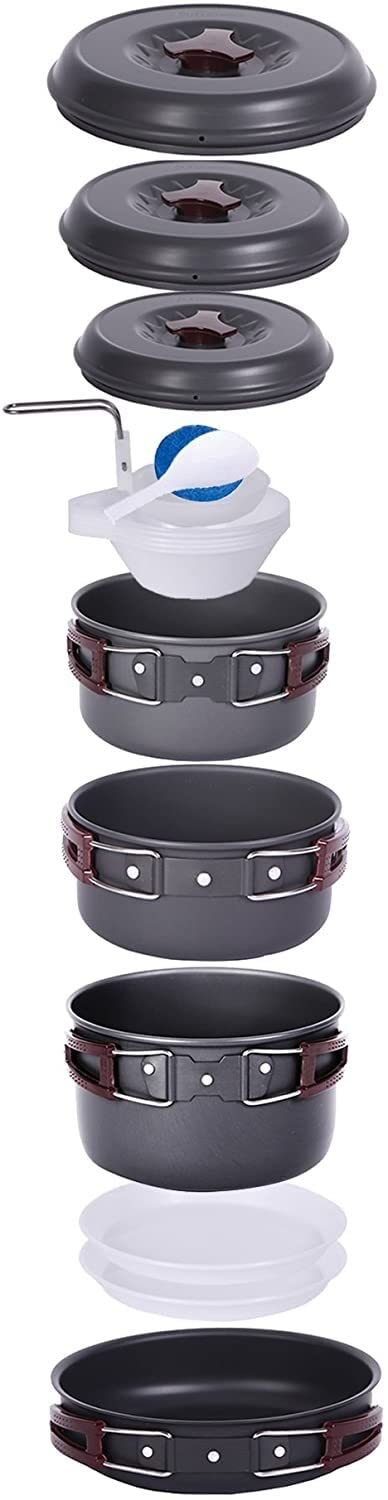 XMING Pentole Pieghevoli Pentole da Campeggio Set Leggero in Alluminio Eco-Friendly Fornello Set for Campeggio All'aperto Picnic Escursionismo Trekking Backpacking