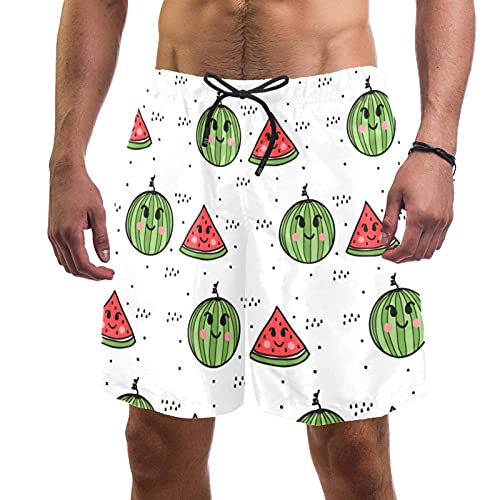 Short de bain pour homme doublure maille motif pastèque multicolore