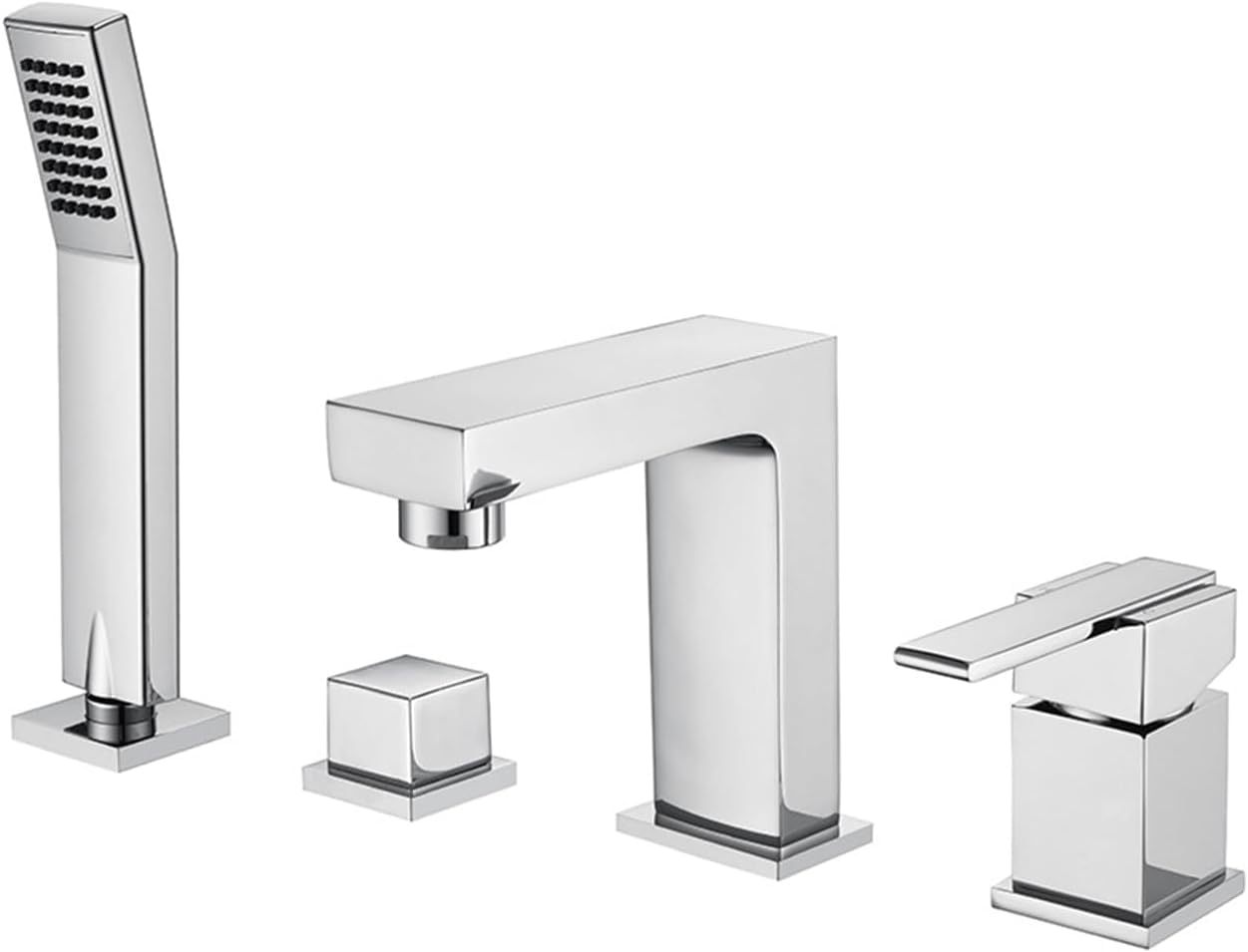 NZPOST Hole Bath Tap with Pull Out Shower Head & Hose Bath Taps Black with Diverter Valve Shower Mixer Tap