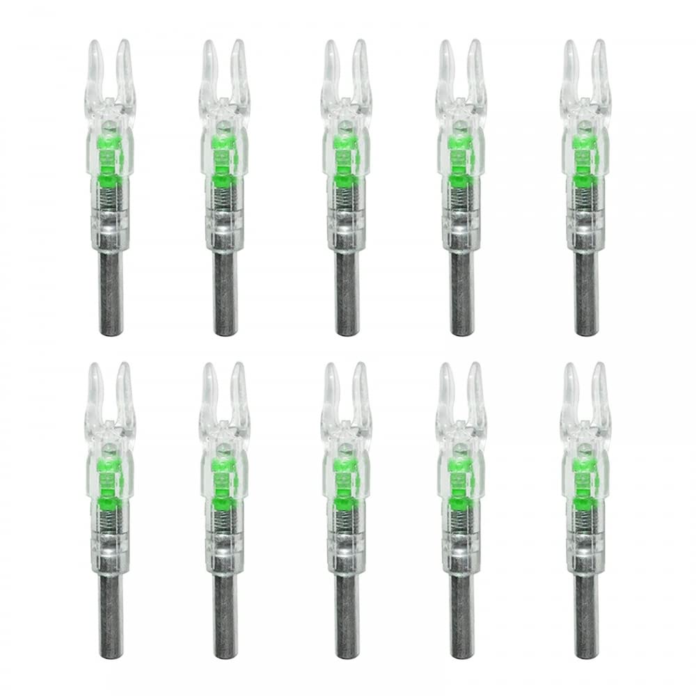 DONGKER Tiro L'Arco Arco Cocca,10 Pezzi Cocche Illuminata Automaticamente per Aste di Frecce da 6.2 mm di Diametro per Caccia Tiro