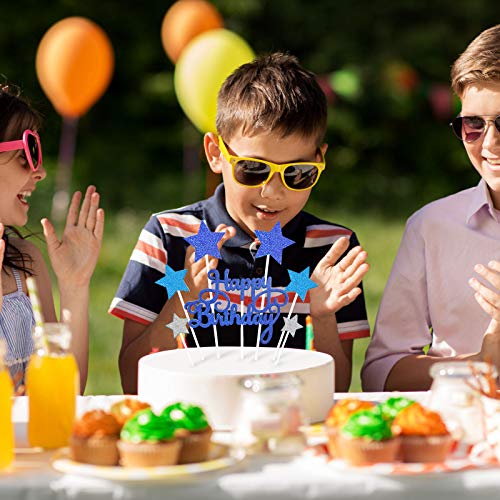 VAINECHAY Verjaardagstaartversieringen Meisje Gelukkige verjaardagstaarttoppers Jongen Blauwe ster Cupcake-decoraties… - Image 6