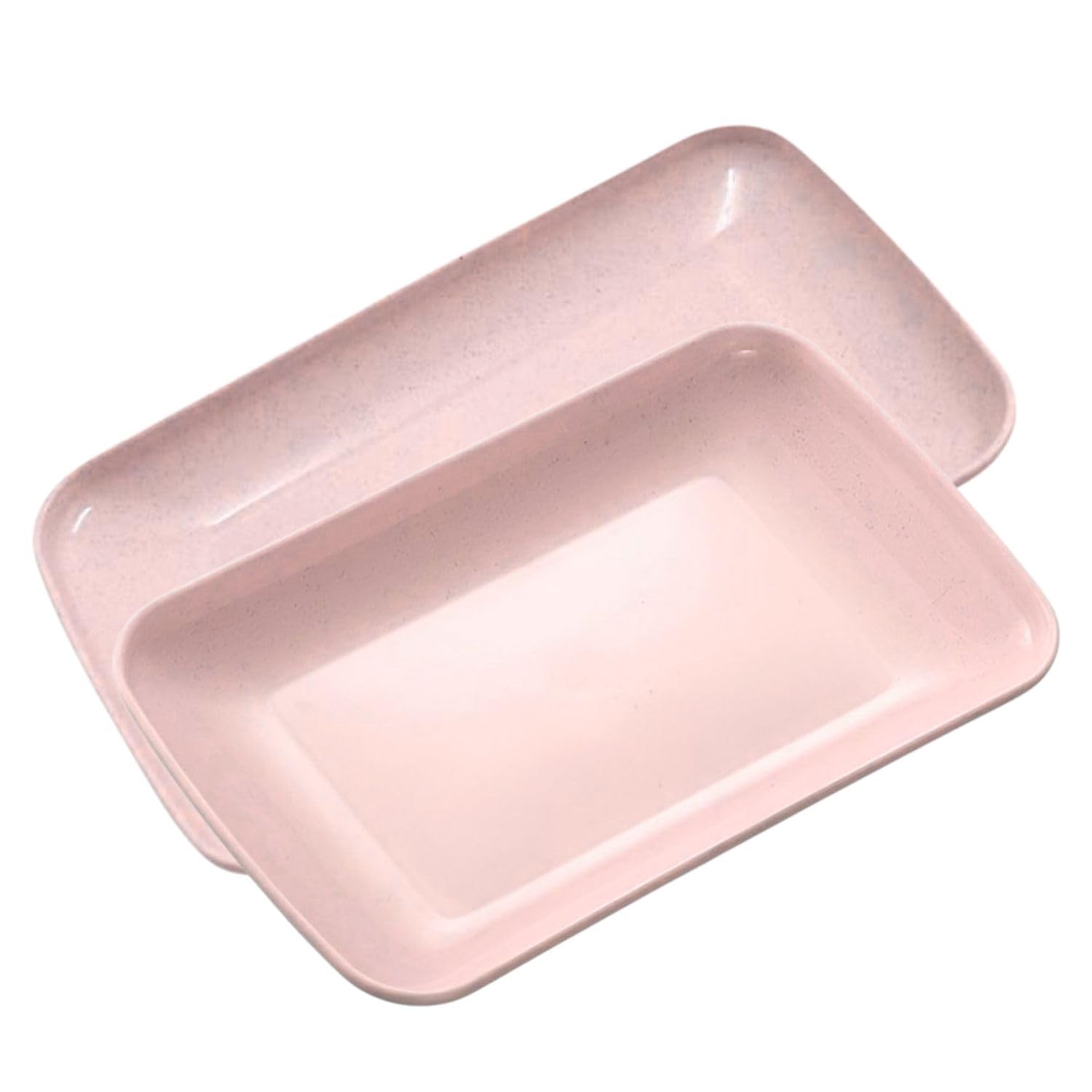 Rectangular Salad Plates Appetizer Serving Platter Rectangular Platters for Fruit Sushi Dinner Parties, Microwave, Oven Safe Lightweight, for Kitchen, Camping Adults and Kids(2 Piece, Pink)-image-6