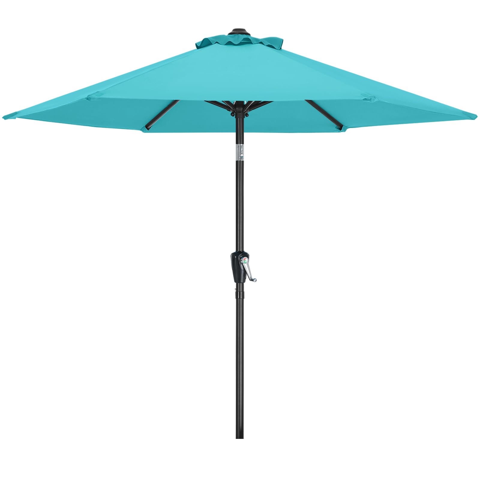 MasterCanopy 230 cm Sonnenschirm neigungsverstellbar, mit 6 Rippen und Kurbel, für Patio, Garten, Terrasse, Markt, Türkis