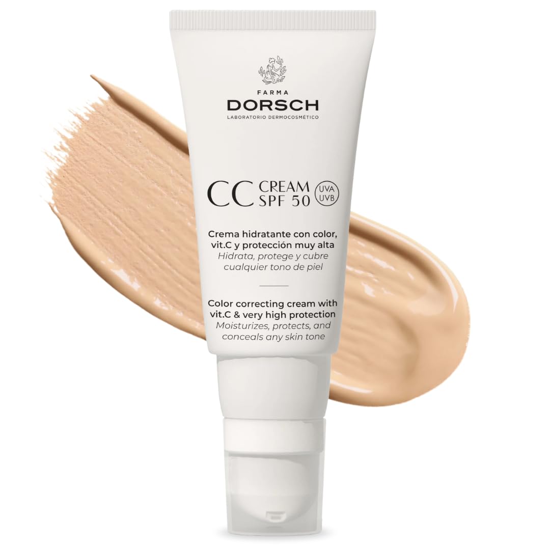 FARMA DORSCH | CC Cream SPF 50 | Crema Solar Hidratante con Alta Protección Solar | Antiedad y Antioxidante | +​84% de Ingredientes Naturales | 50 ml
