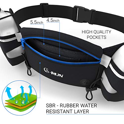 G-Run Hydration Running Belt with Bottles - Water Belts for Woman and Men - iPhone Belt for Any Phone Size - Fuel Marathon Race Pack for Runners - Thumbnail 2