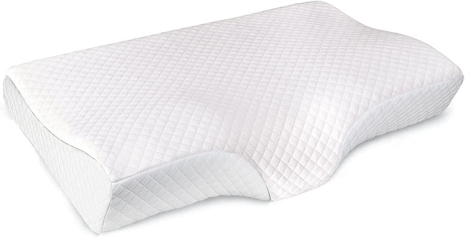 Odorless Memory Foam Pillow, Cervical Pillow for Neck Pain, Adjustable Ergonomic Neck Pillow for Sleeping, Orthopedic Contour Support Bed Pillows for Side Sleepers, Back and Stomach Sleepers (pair)