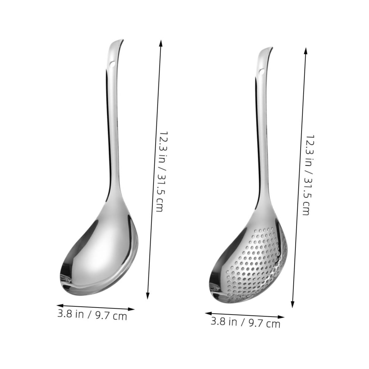 2pcs Skimmer Slotted Spoon Stainless Steel Pasta Strainer Colander Spoon Spider Ladle with Handle for Cooking Oil Filter Pasta Dumplings Hot Pot