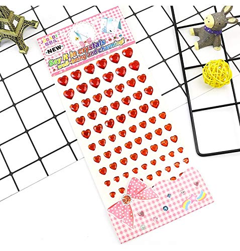 EDFOOD-AE1Pc Stiker Hati Dekorasi Berlian Kristal Batu Stiker Lembar Kreatif Anak-Anak Diy Kerajinan Seni Baha (Red)