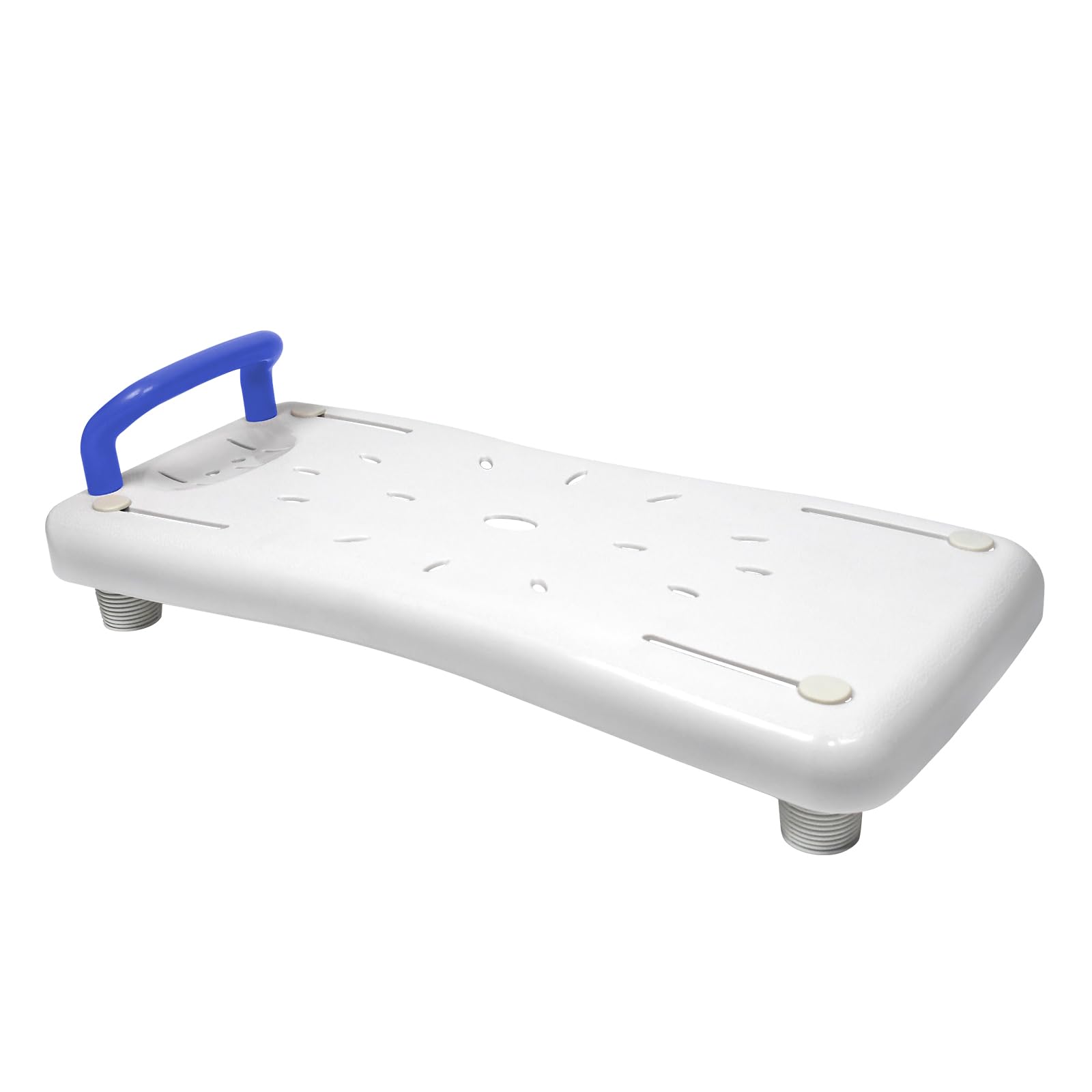 Siège de baignoire, planche de bain avec porte-savon et poignée de baignoire, pour adultes et personnes âgées, poignée bleue