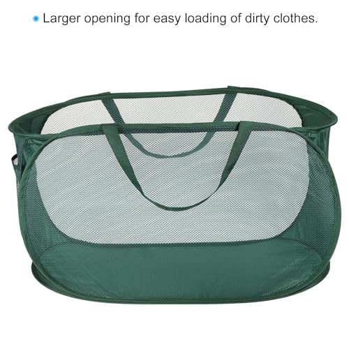 PATIKIL Laundry Hamper, Collapsible Laundry Baskets Dirty Clothes Laundry Bag with Handles for Laundry Room Travel, Dark Green - Image 4