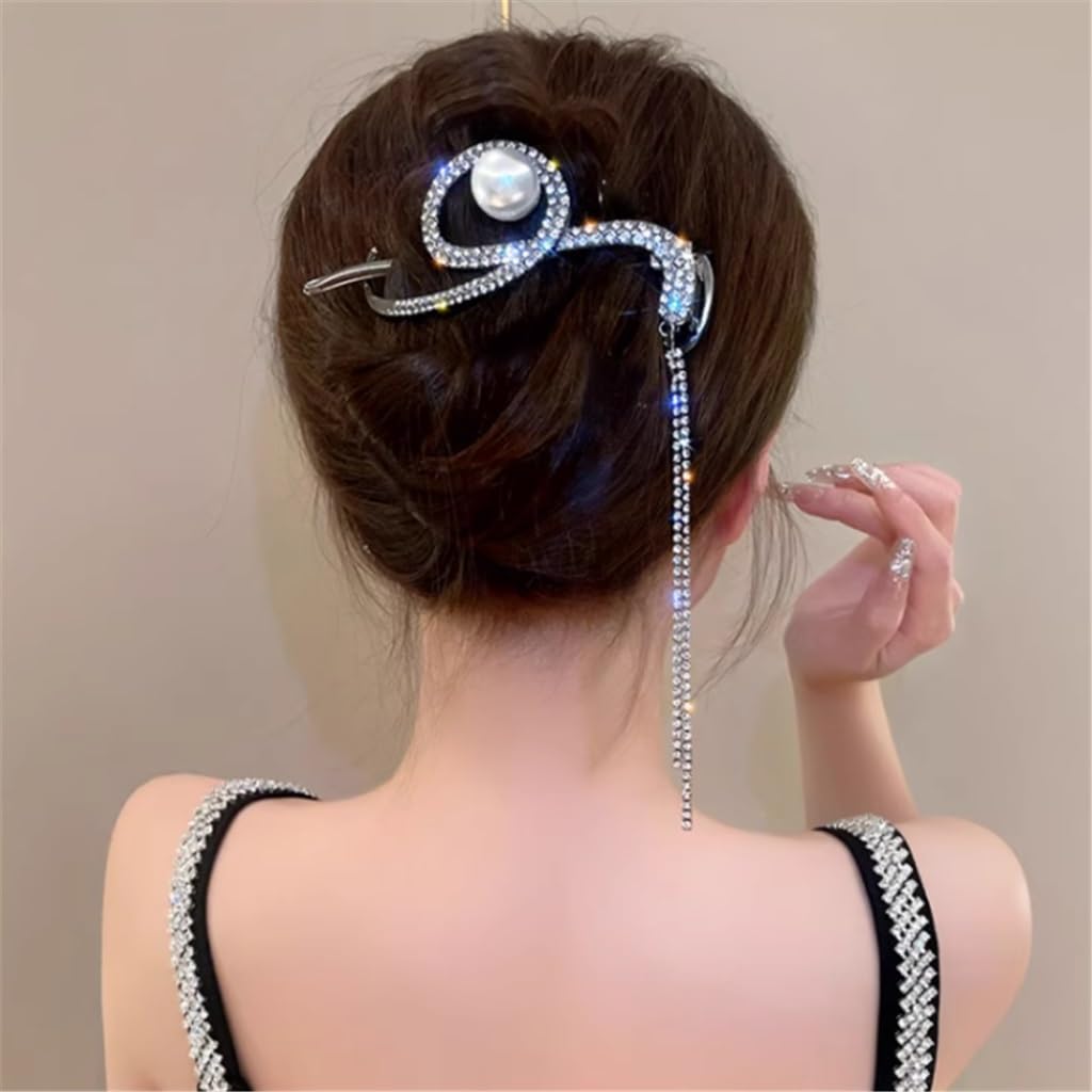 JFDBGU Fermagli for Capelli in Metallo con Nappa perlata sul Retro della Piastra della Testa, afferra Una Scheda for Capelli con Fermaglio for Parole Femminile