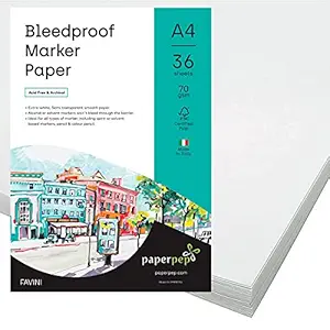 Bleedproof Marker Paper 70GSM A4 Pack of 72 for Spirit or Solvent Based Markers, Pencil & Colour Pencil, Illustration, Design & Manga for Artists' & Amateurs