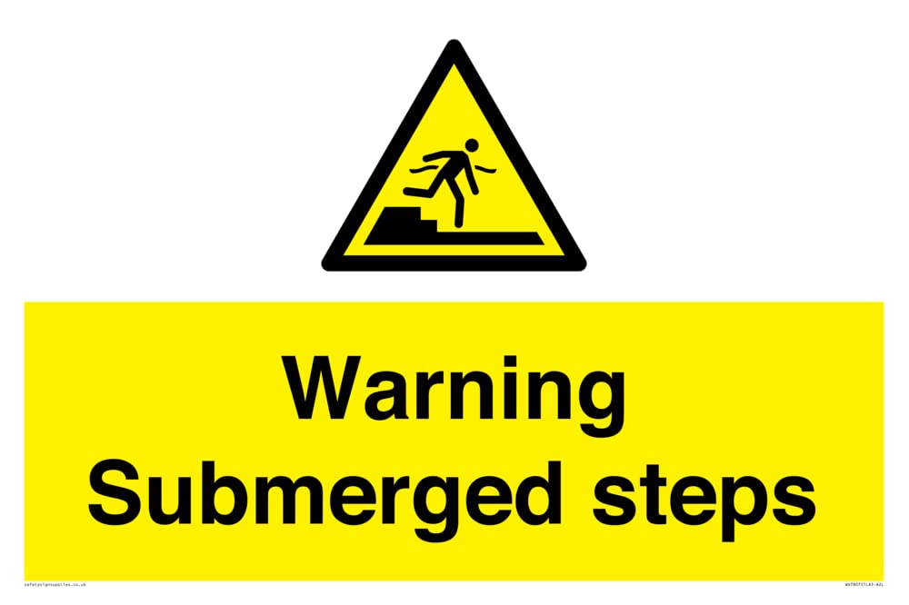 Warning Submerged steps Sign - 600x400mm - A2L