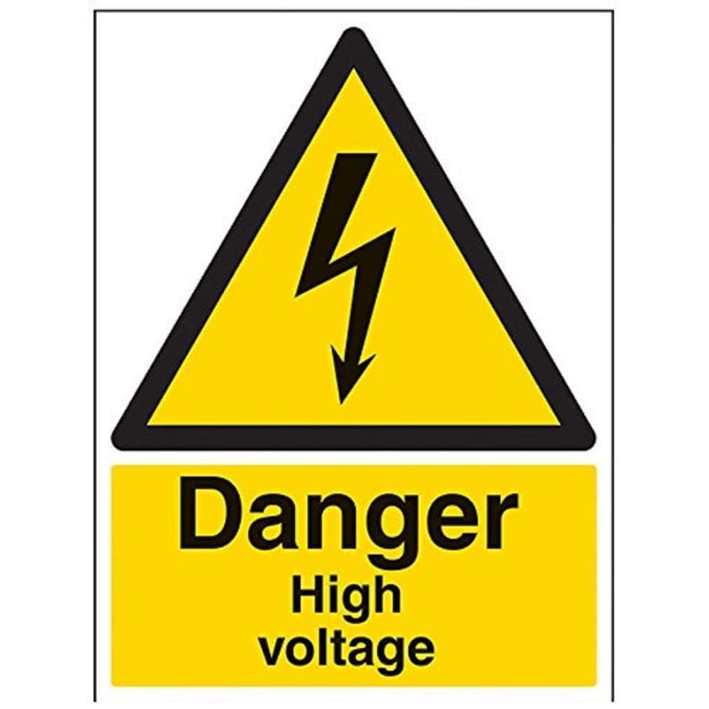 V Safety Danger High Voltage Warning Sign - 300mm x 400mm - 1mm Rigid Plastic